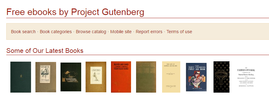 Project Gutenberg free e-book download