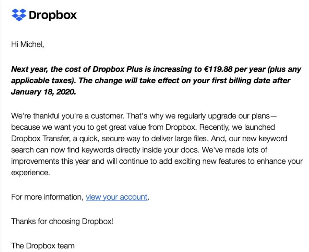 Dropbox plus 2025 price increase